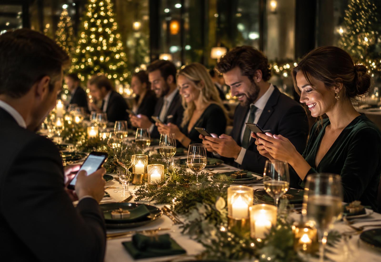 Imagen ilustrativa de una cena de empresa navideña
